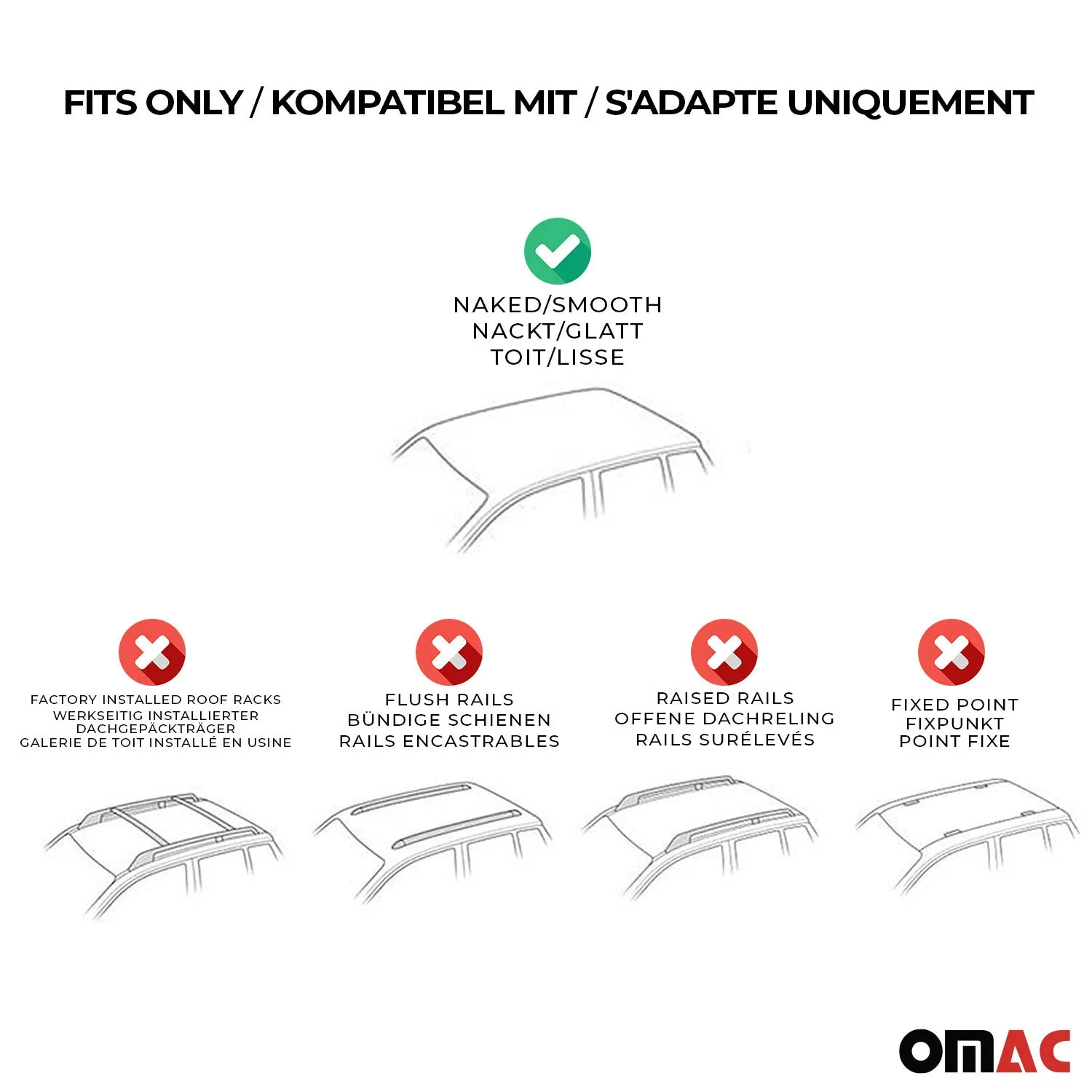 2000-2007 Ford Focus Hatchback Roof Rack Cross Bars Black