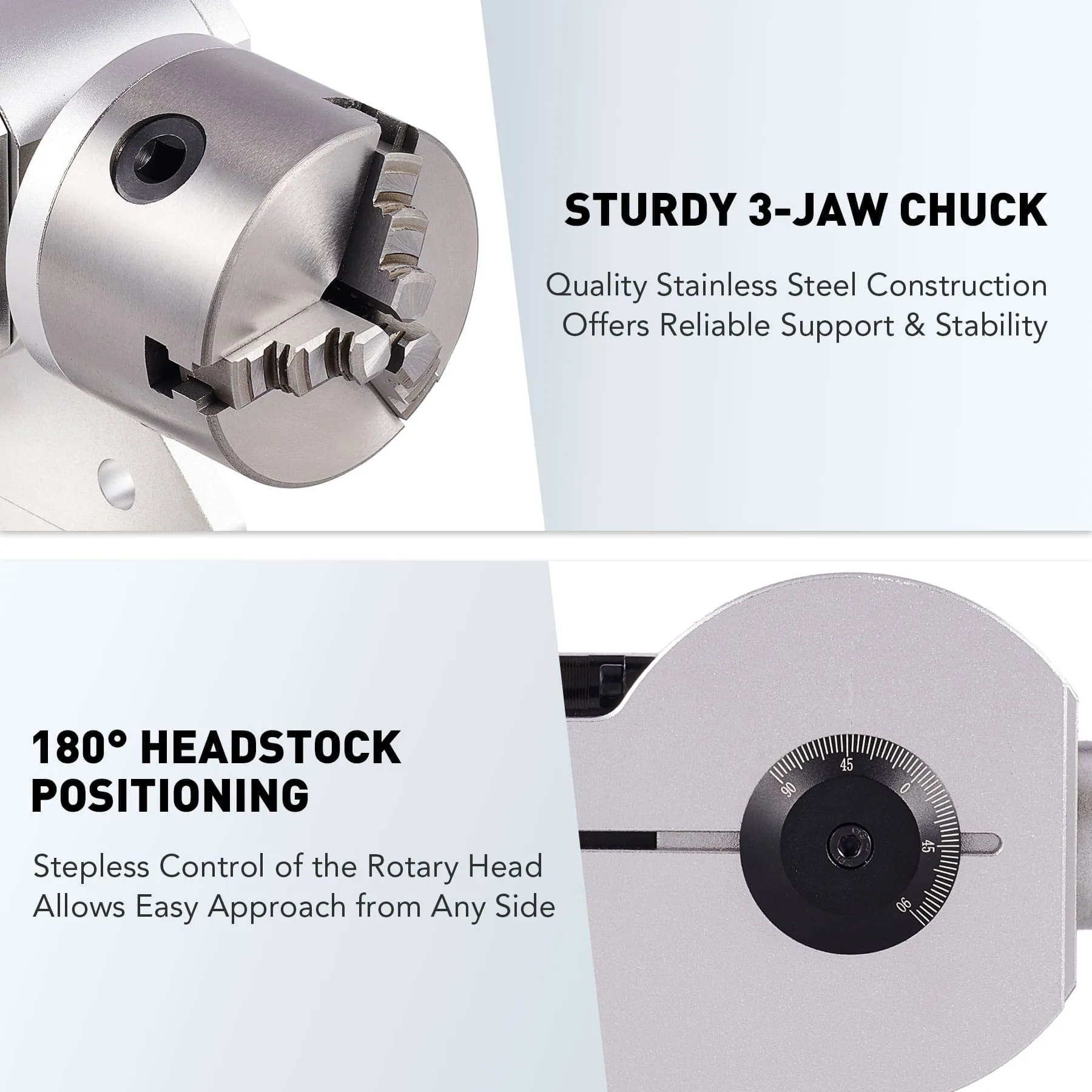 80mm Rotary 3 Jaw Axis Attachment for Laser Engraver Machine for Irregular-Shaped Objects (For Fiber Machines Only)