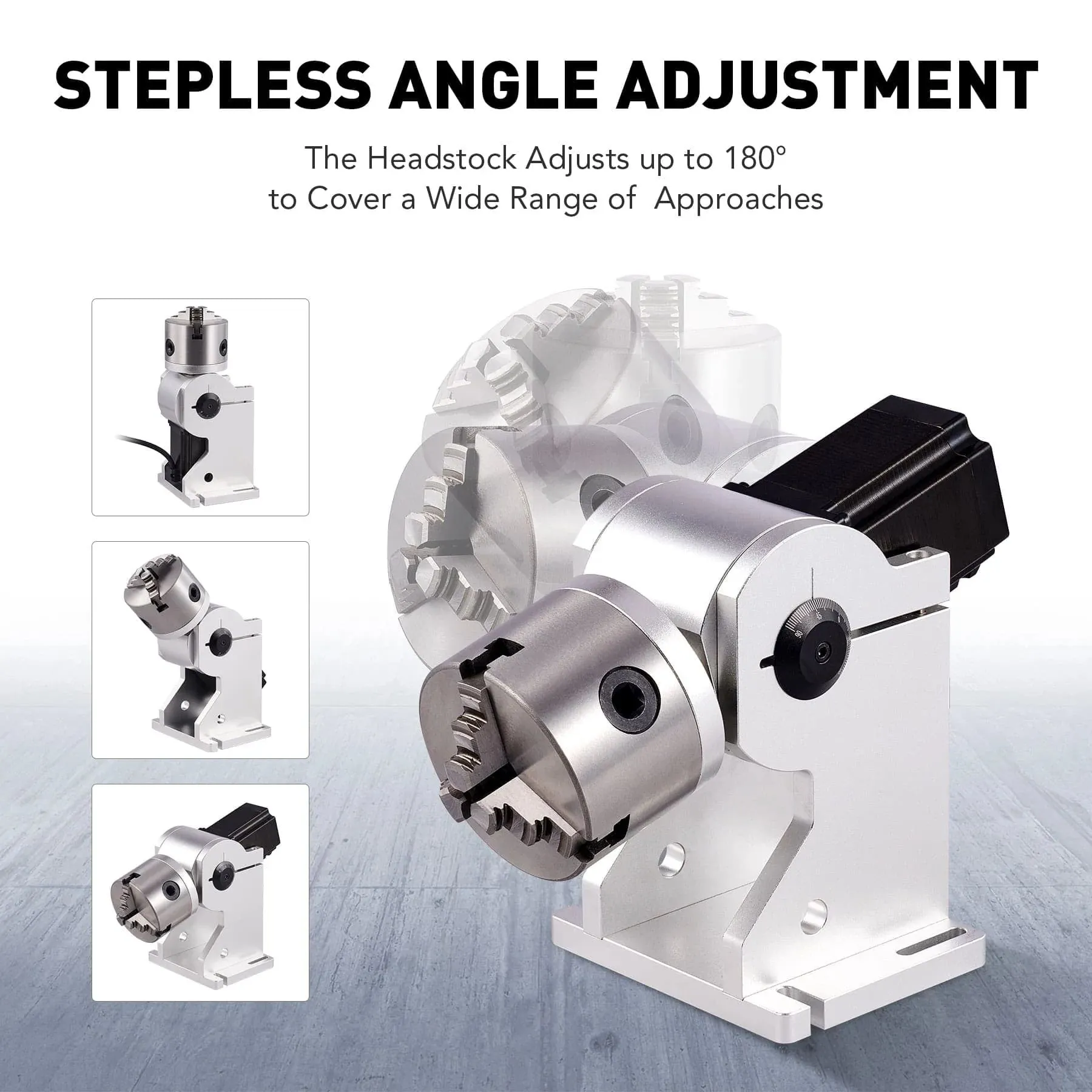 80mm Rotary 3 Jaw Axis Attachment for Laser Engraver Machine for Irregular-Shaped Objects (For Fiber Machines Only)