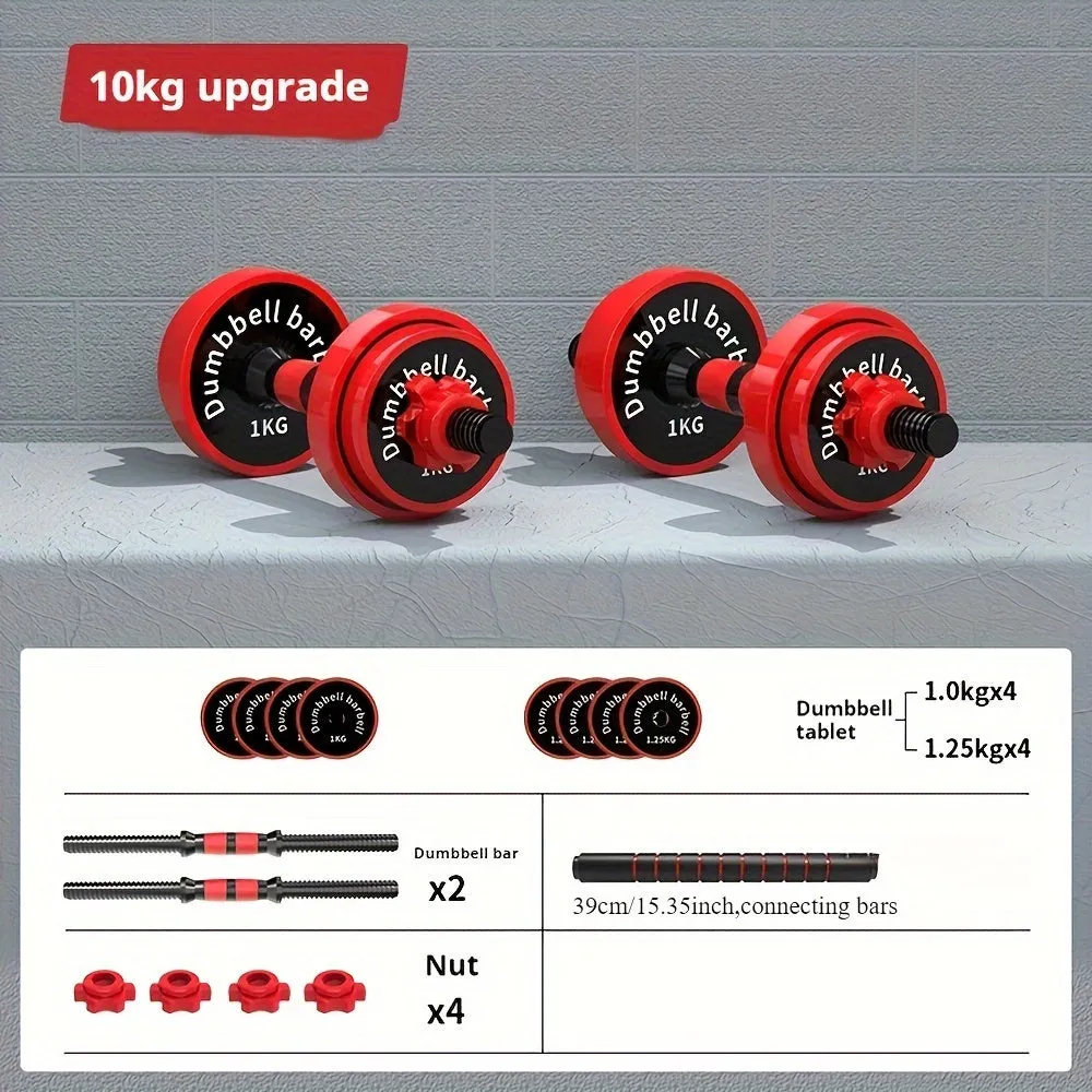 Adjustable Dumbbell Set with Barbells & Kettlebells - Full Body Ergonomic Home Fitness Kit, Rubber-Coated Cast Iron, Compact Design