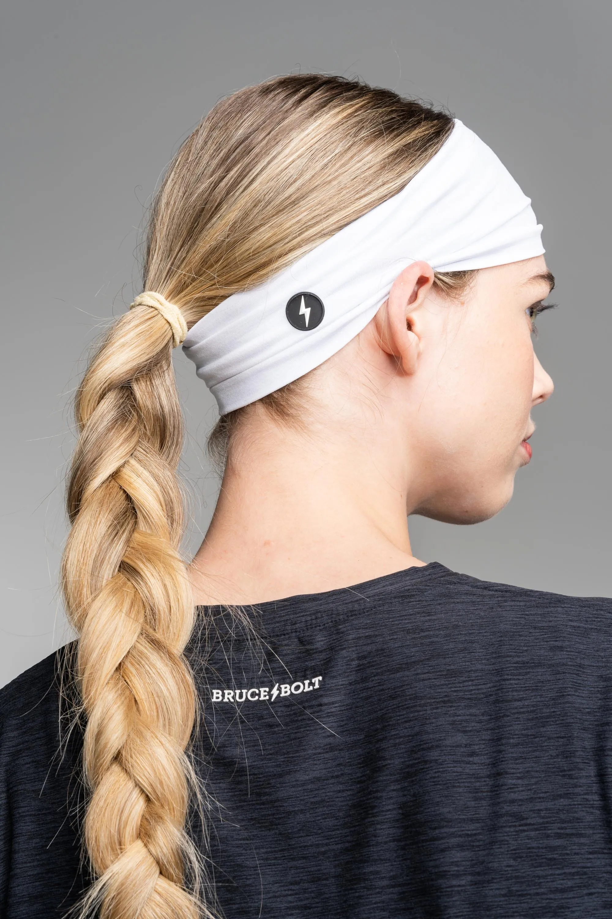 BRUCE BOLT Wide Performance Knit Headband - WHITE