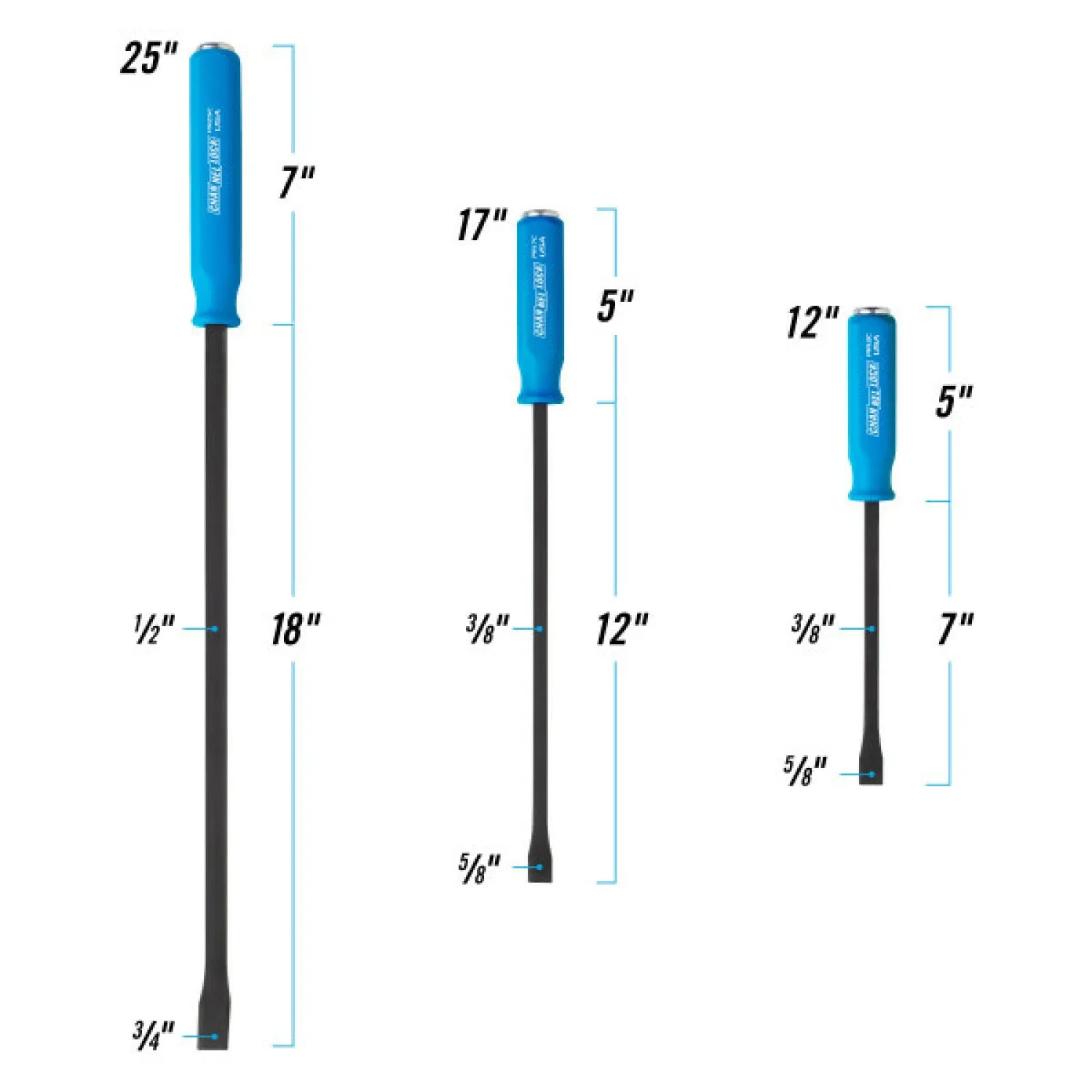 Channellock PRY-3C 3PC Professional Pry Bar Set w/ 12, 17, and 25-Inch