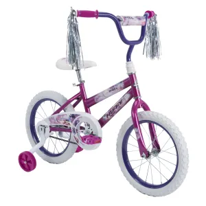 Girls Bike 16" Wheels Sea Star Theme w/ Training Wheels, Ages 4-6, Metallic Pink