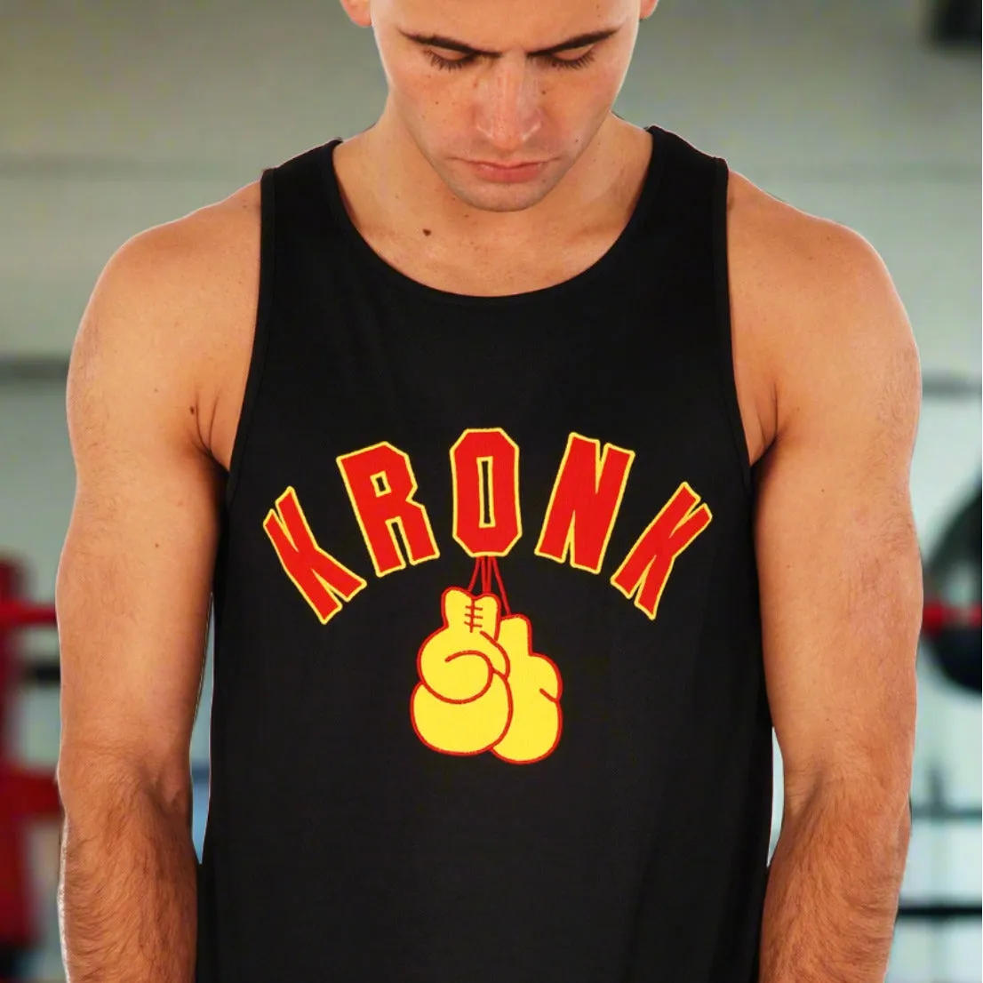 KRONK Gloves Applique Training Gym Vest Black