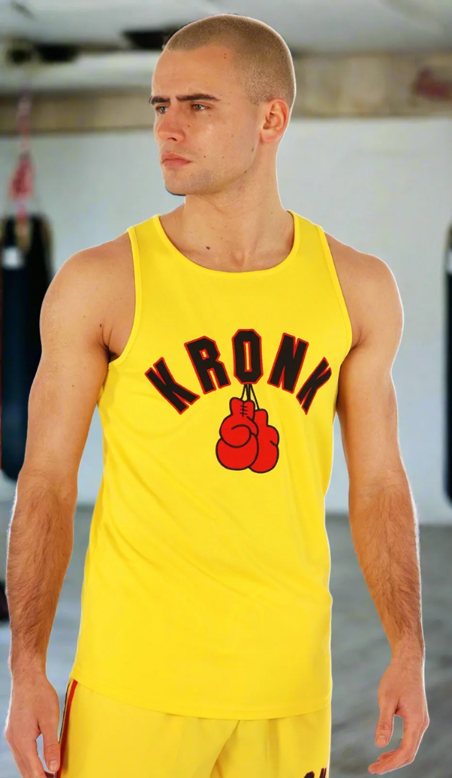 KRONK Gloves Applique Training Gym Vest Yellow