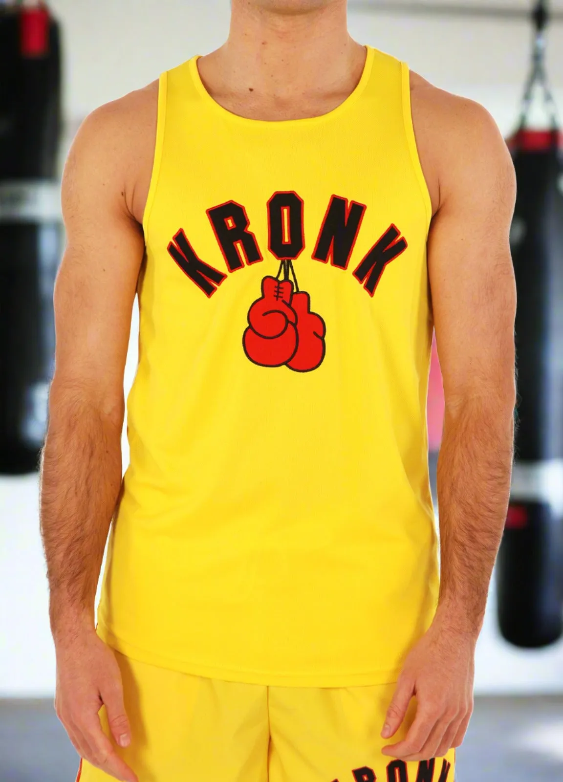 KRONK Gloves Applique Training Gym Vest Yellow