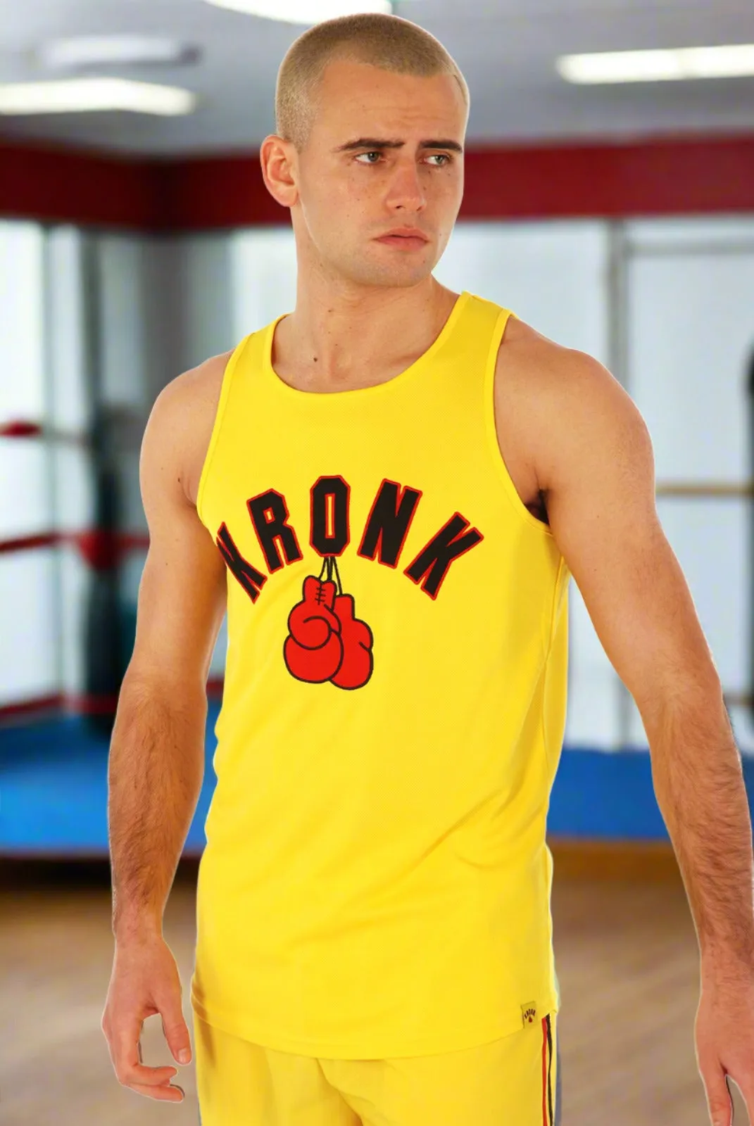 KRONK Gloves Applique Training Gym Vest Yellow