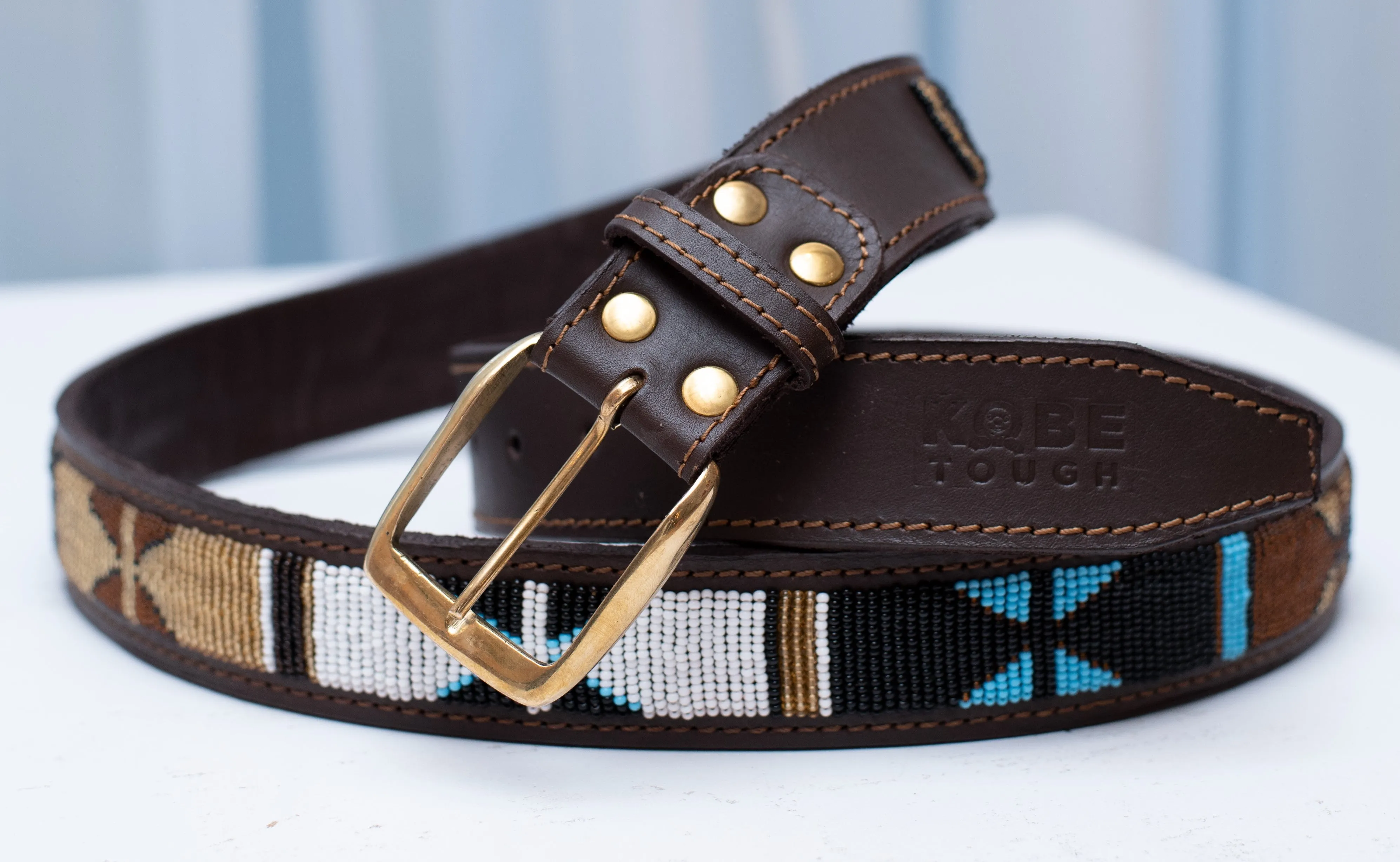 Lamu Leather Belt - Earth Turquoise