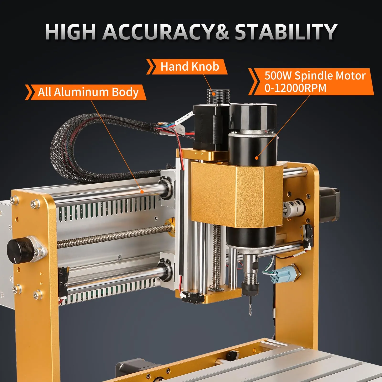 LUNYEE 3018 PRO MAX CNC Machine 500W All-Metal CNC Router Machine 3 Axis Limit Switches & Emergency-Stop with GRBL Offline Control for Cutting Wood Acrylic MDF Plastic, Working Area: 300 x 180 x 80mm