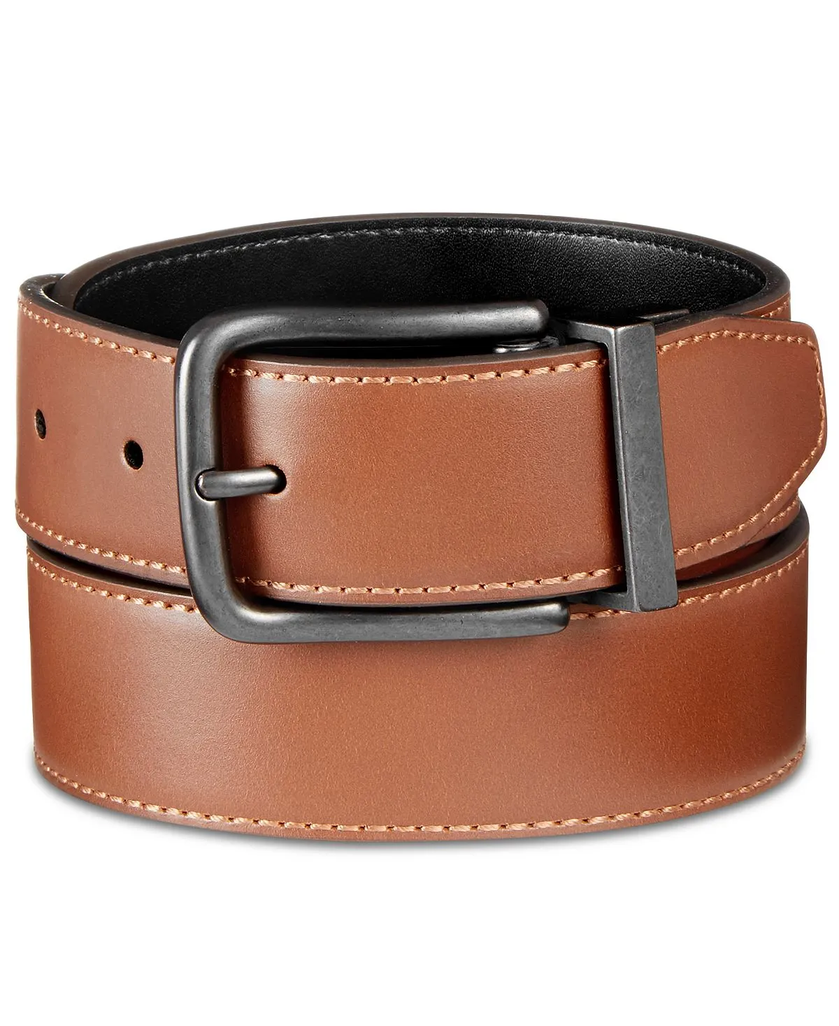 Men's reversible leather belt bubble Original Penguin, dark brown