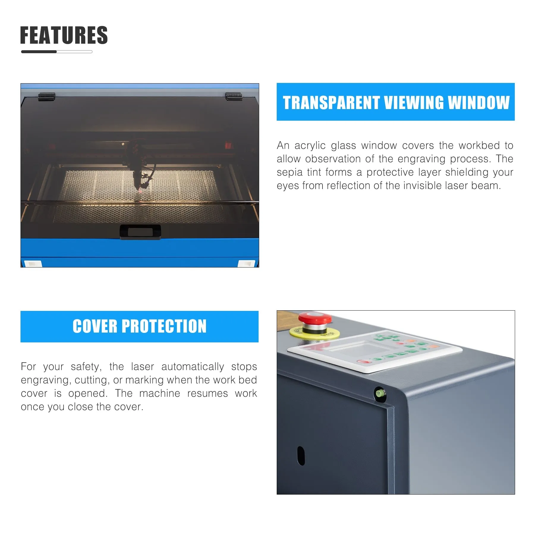 MF1220-50 - 50W CO2 Laser Engraver Cutting Machine with 12” x 20” Working Area