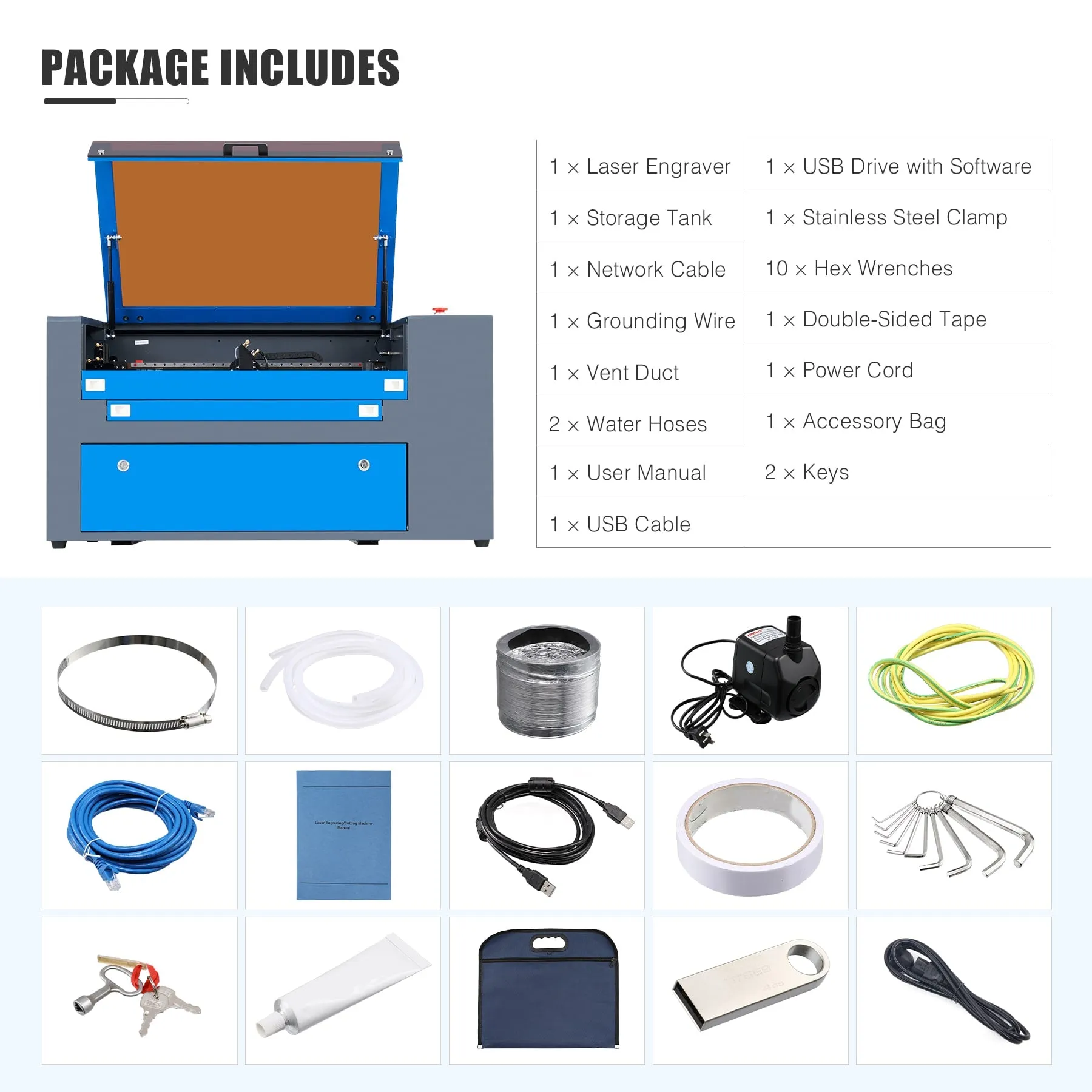 MF1220-50 - 50W CO2 Laser Engraver Cutting Machine with 12” x 20” Working Area