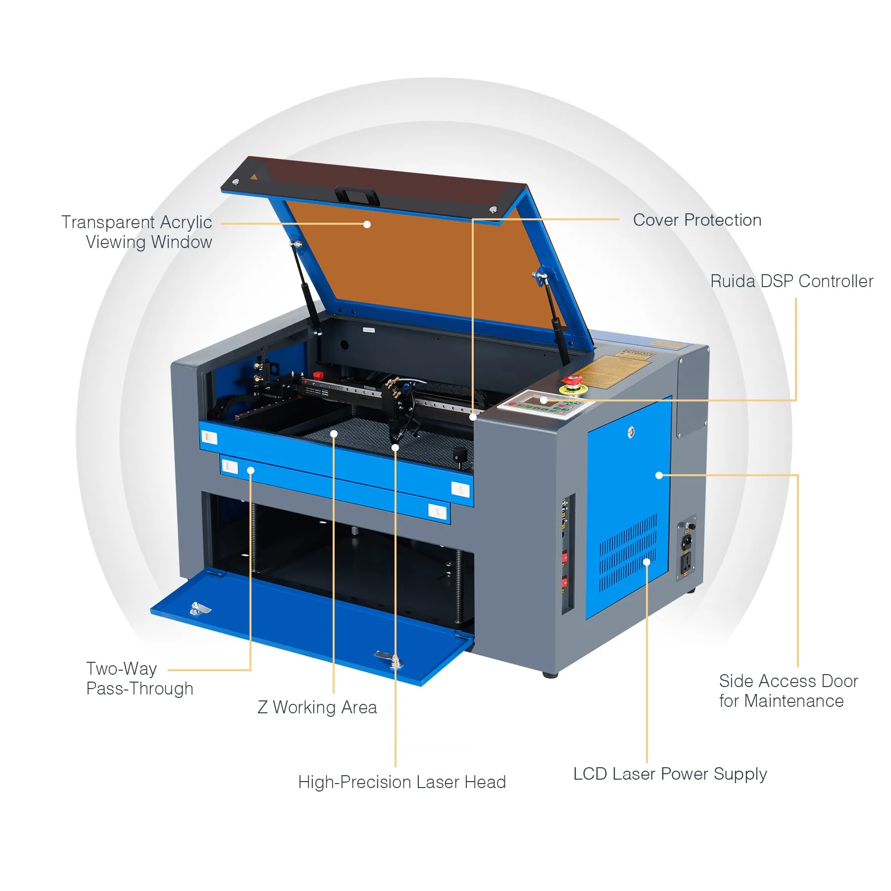 MF1220-50 - 50W CO2 Laser Engraver Cutting Machine with 12” x 20” Working Area