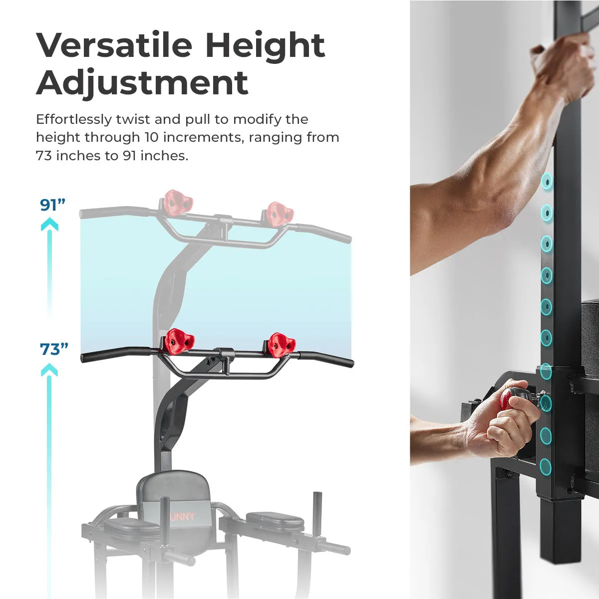 Multifunctional & Adjustable Height Power Tower With Rock-Climbing Grip