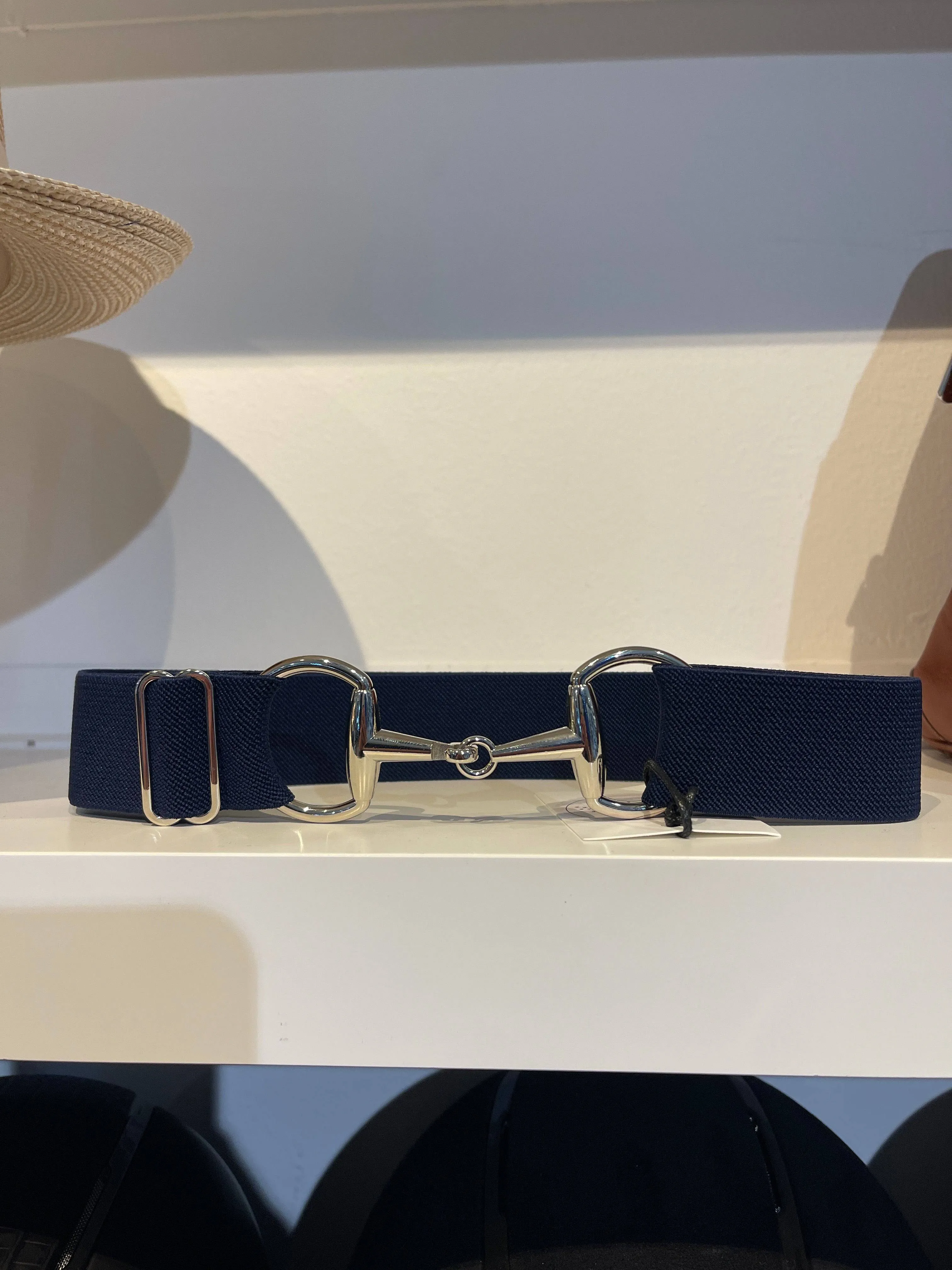 Pesazia - Stretch Bit Belts - Navy w/ Silver Snaffle Bit