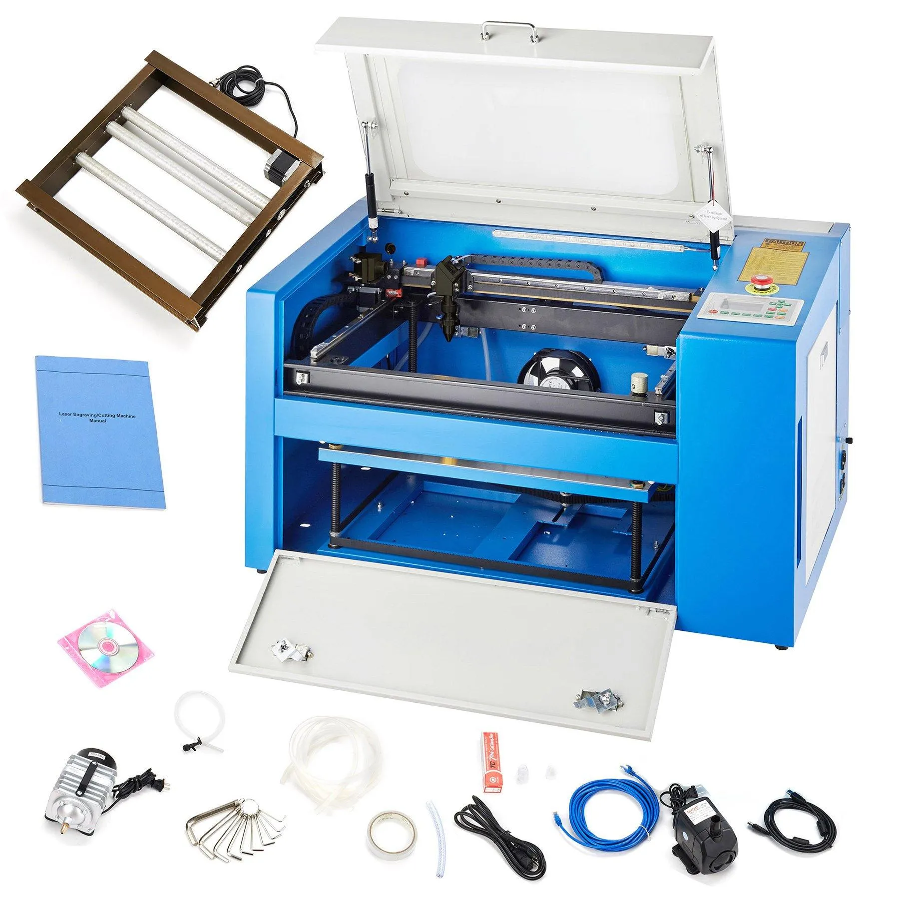 Pre-Owned 50W CO2 Laser Engraver Cutting Machine with 12” x 20” Working Area and Rotary Axis