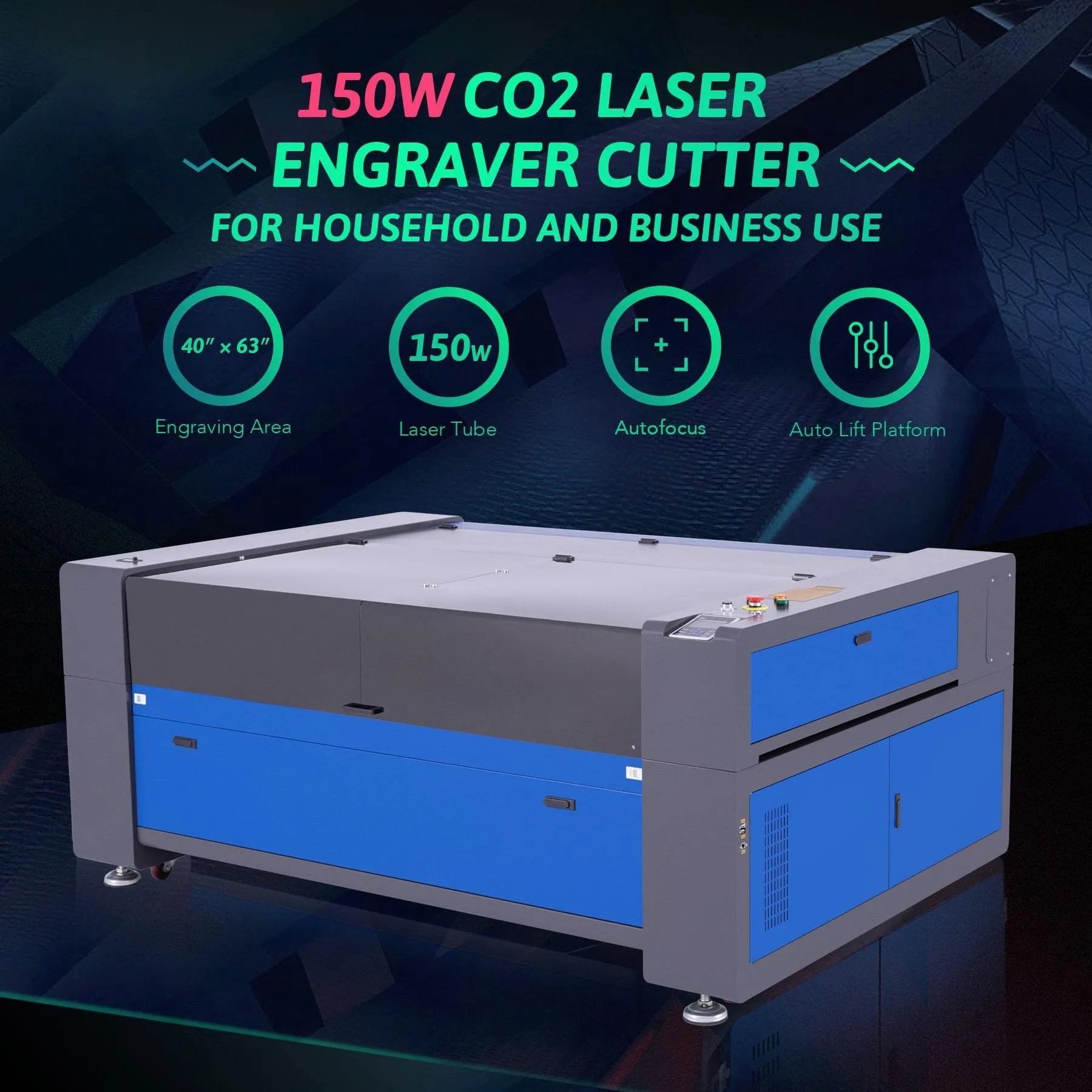 Pre-Owned AF4063-150 - 150W CO2 Laser Engraver Cutting Machine with 40” x 63” Working Area (with Auto Focus)