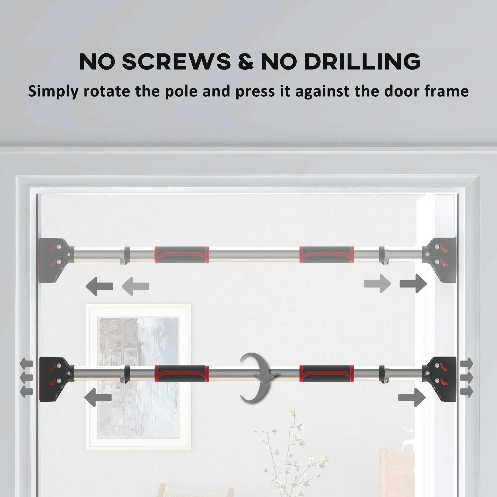 Pull Up Bar Doorway, 75-92cm Length Adjustable, Max Load 200kg