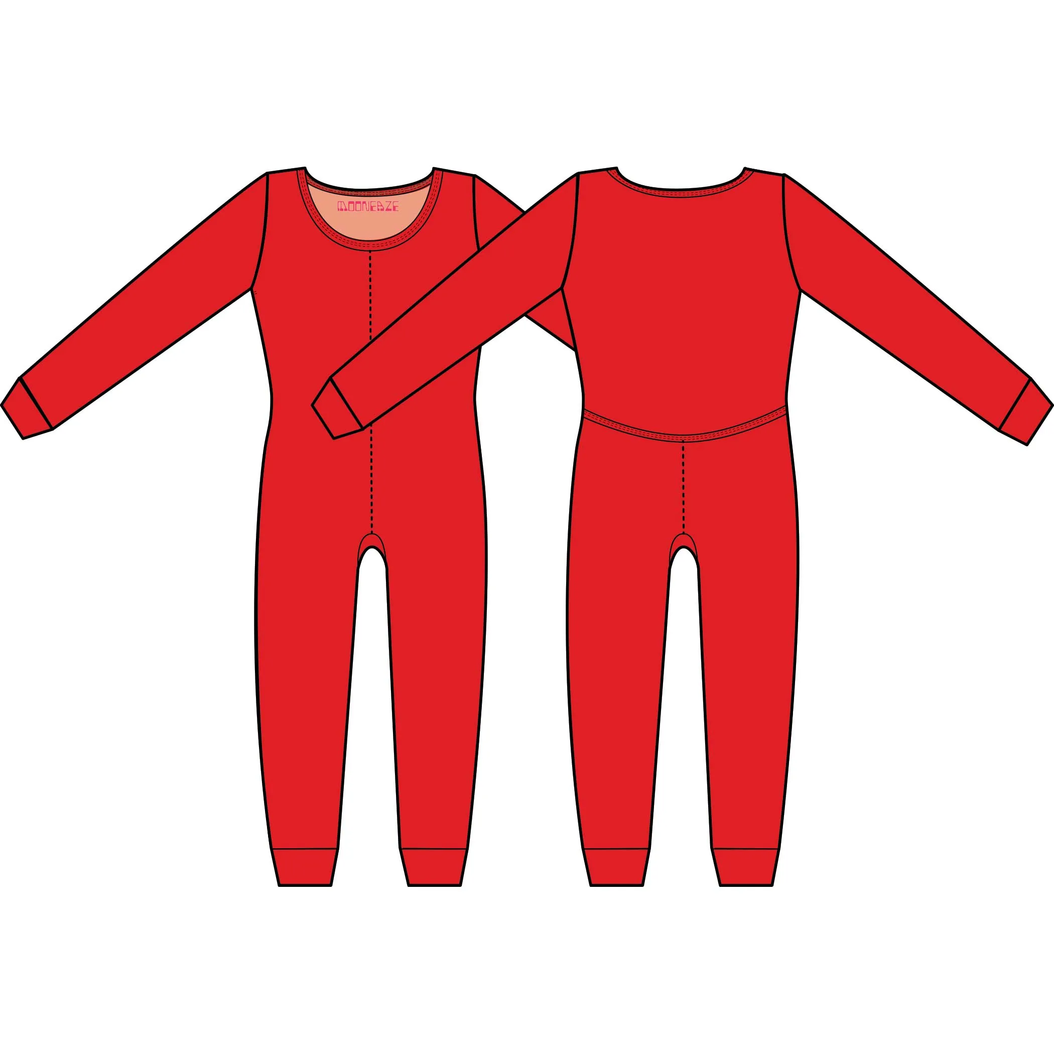 Red Bamboo Organic Cotton Knit Long Sleeve Women's Union Suit | MoonEaze™