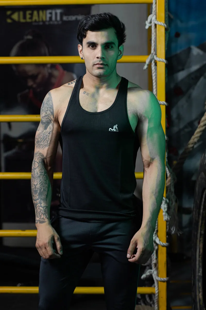 Rocklike Gym Vest Stringer for Men Black