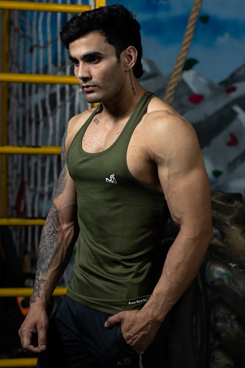 Rocklike Gym Vest Stringer for Men Mehandi