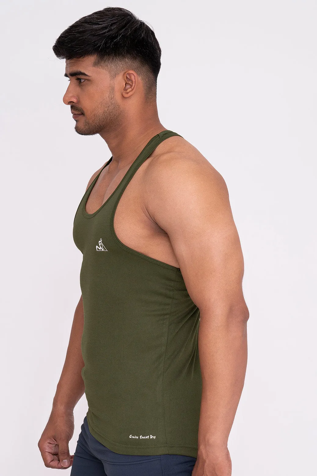 Rocklike Gym Vest Stringer for Men Mehandi