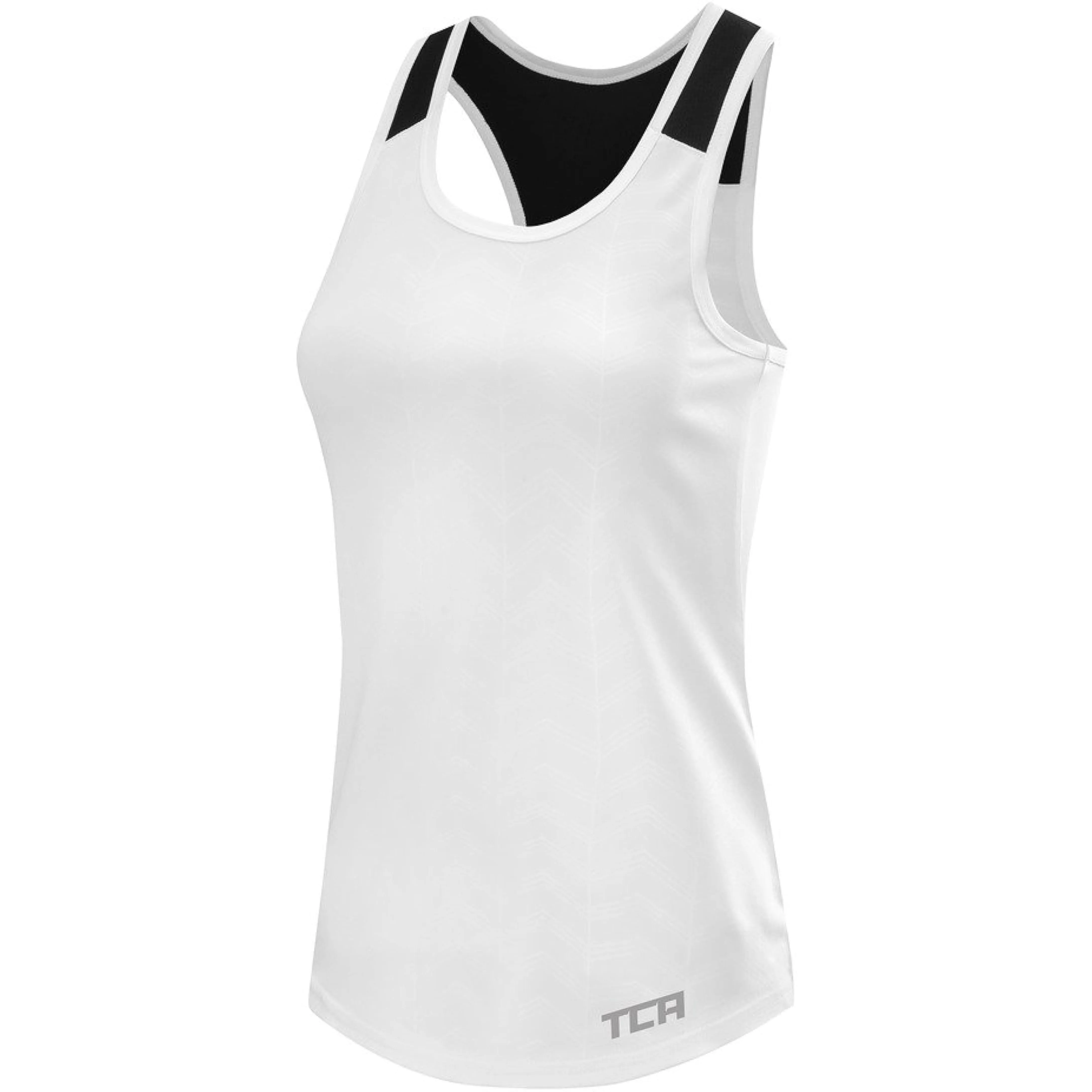 TCA Impulse Printed Racerback Womens Running Vest Tank Top - White