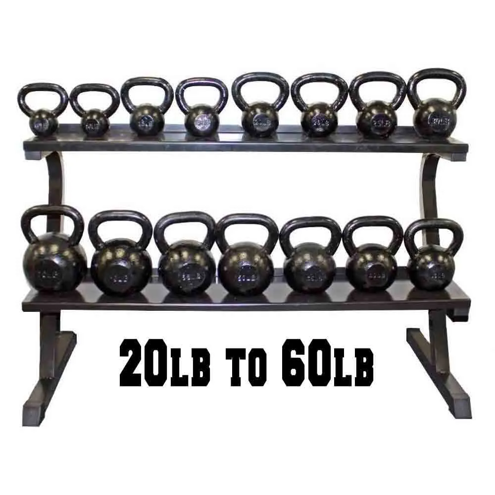 VTX 20 lb to 60 lb 7 Pairs Kettlebell Set with Shelf Rack