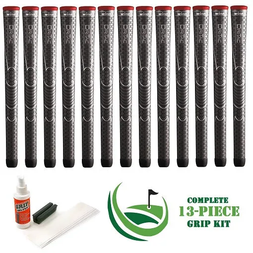 Winn Dri-Tac - 13 piece Golf Grip Kit (with tape, solvent, vise clamp) - GRAY