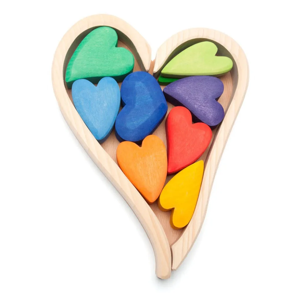 Wooden rainbow hearts